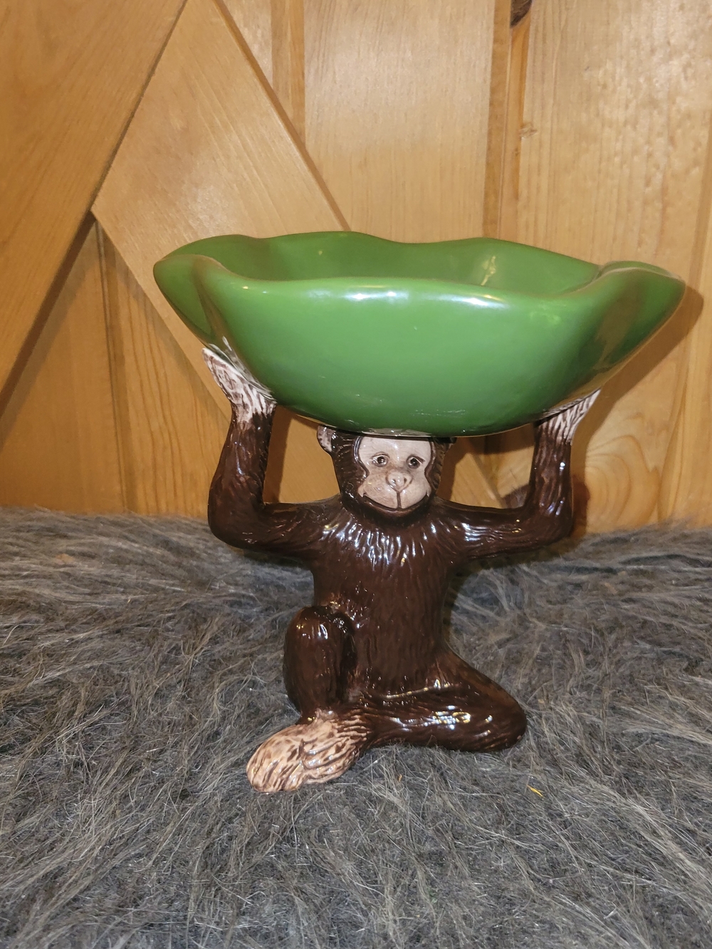 Vintage Vigor Monkey Ceramic Trinket Dish  Tropical Leaf